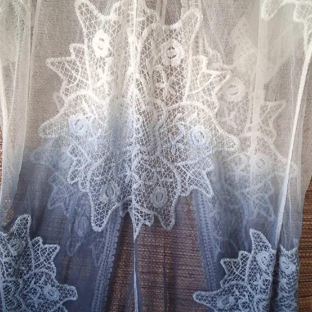 Boho Lace Kimono – Ombre Blue Fade & Romantic Lace - Picture 7 of 10